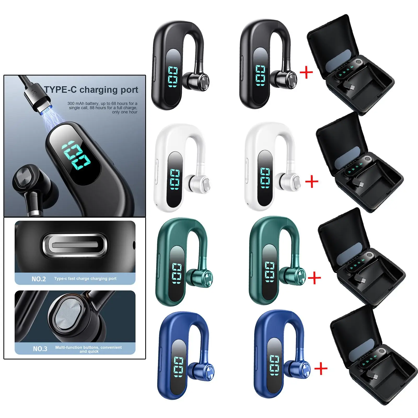 سماعة بلوتوث لاسلكية 5.2 مع ميكروفون قابل للتعديل 270 °   يدوي