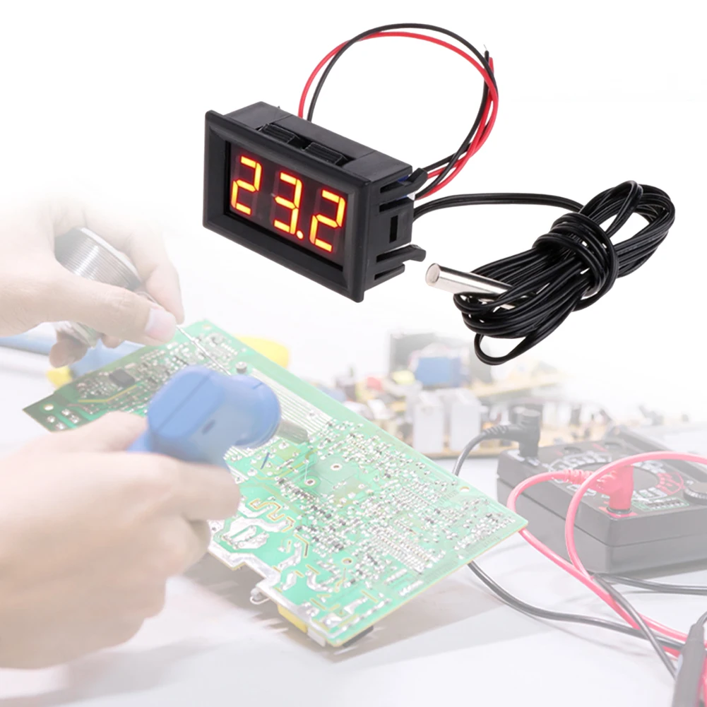 0.56inch LED Digital Temperature Sensor Module Meter Detector with Sensors Probe Thermometer Sensor Thermometer Gauge