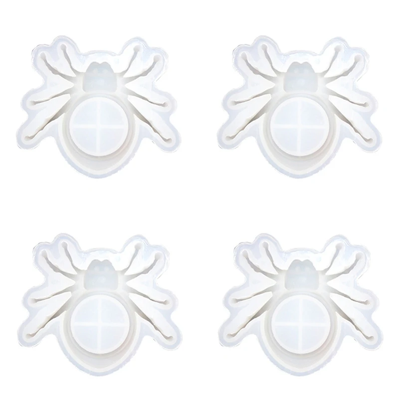 4PCS Spider Candle Holder Resin Silicone Mold Halloween Spider Candle Bracket Concrete Cement Gypsum Mold