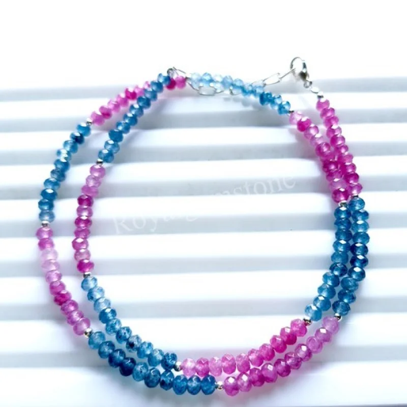 

Ожерелье из розового и синего бисера, граненые бусины Rondelle диаметром 4 мм, сапфировая бусина