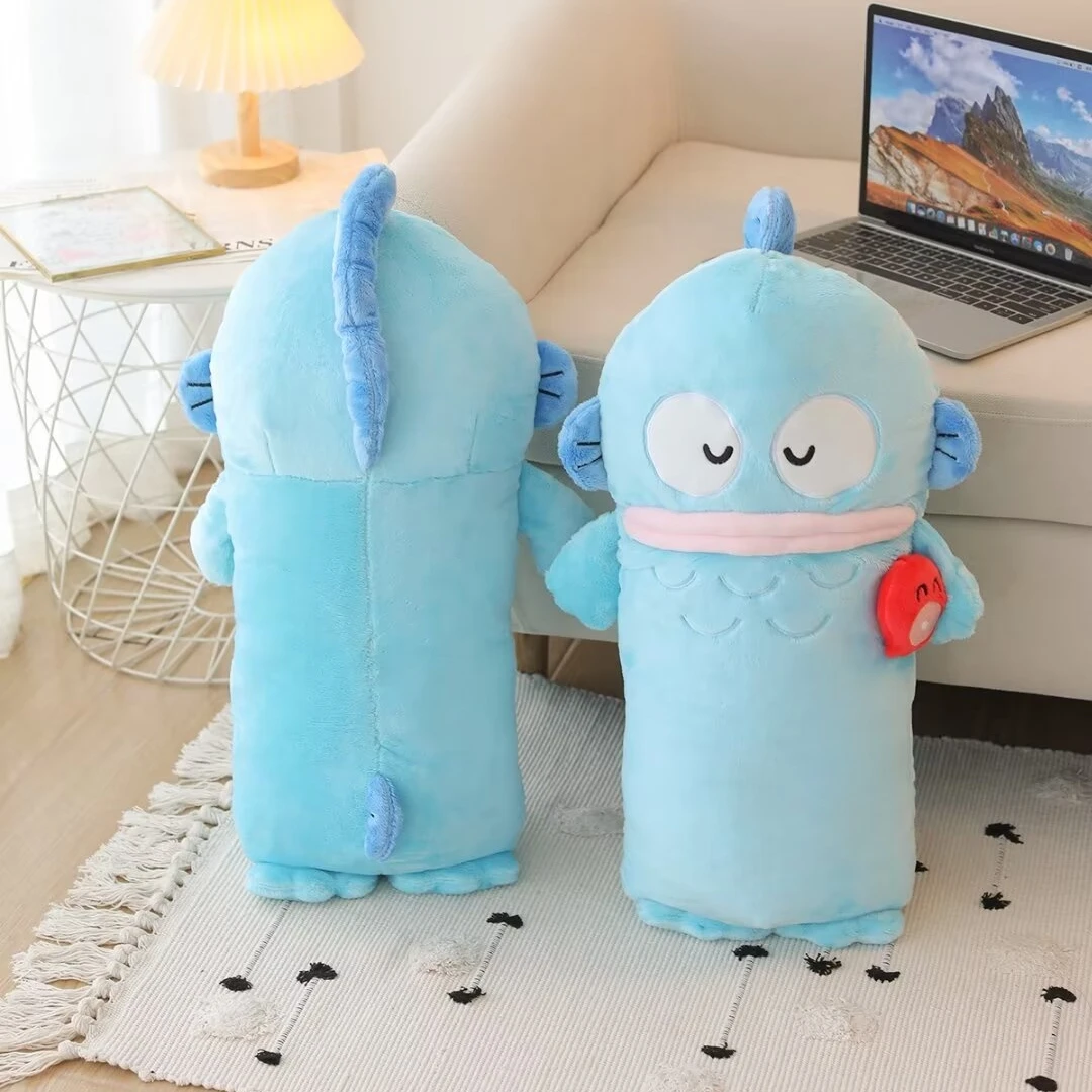 60cm Cute Sanrio Hangyodon Back Cushion Lovely Stuffed Anime Long Pillow Sofa Bed Cuddly Pluhsies Home Decor Xmas Gifts Girl