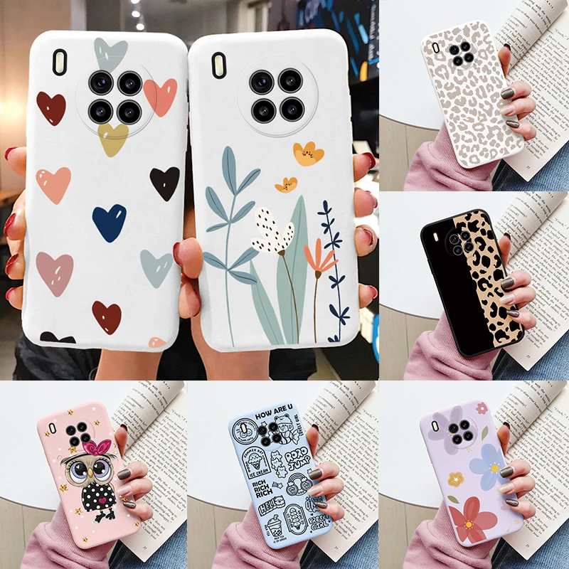 Flowers Funda For Honor 50 Lite Capa Huawei Nova 8i Phone Case Soft Silicone Cute Cat Bear Back Cover For Nova8i Honor50 Lite