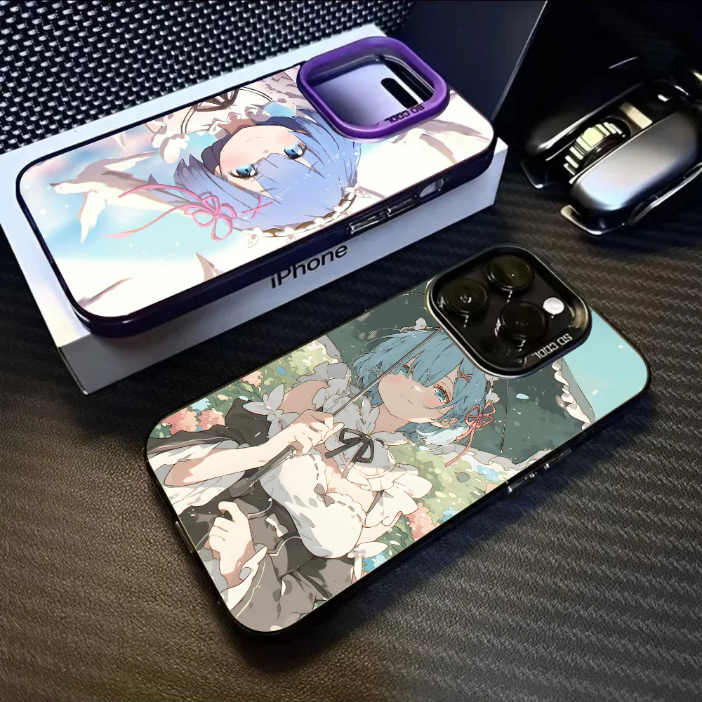 

Anime rem re zero lovely girl Phone Case For iPhone 16 15 14 13 12 11 Pro Max Plus – Colorful Gradient Soft TPU Back Cover