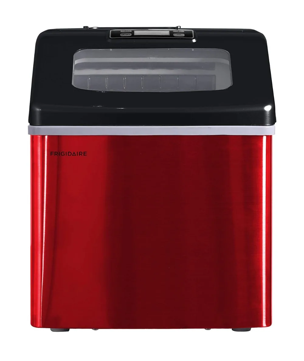 Frigidaire EFIC452-SSRED XL Maker, fait 40 livres de glaçons carrés transparents par jour, en acier inoxydable et rouge