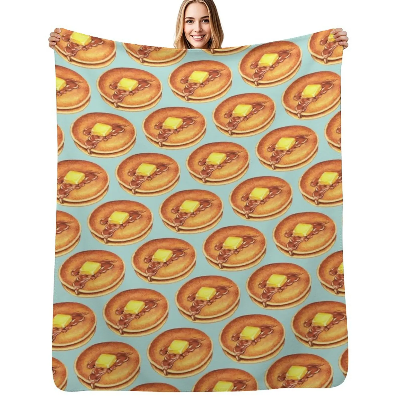 

Pancakes Pattern - Blue Throw Blanket Decorative Beds Sofa Throw Moving Thin Blankets