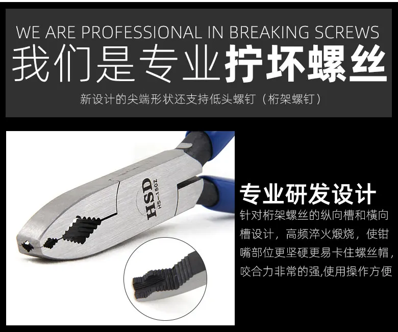 Screw Removal / Extractor Gripping Pliers with Unique Non-Slip Jaws for Quickly Extracting Damaged / Stuck Screws Hand Tool