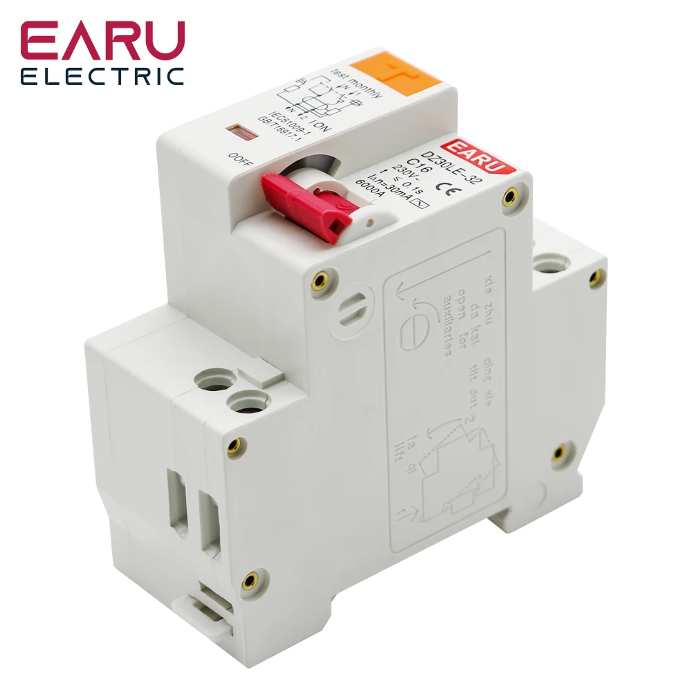 DPNL 230V 50/60Hz RCBO MCB 1P+N 6KA Residual Current Differential Automatic Circuit Breaker Over Current Leakage Protection