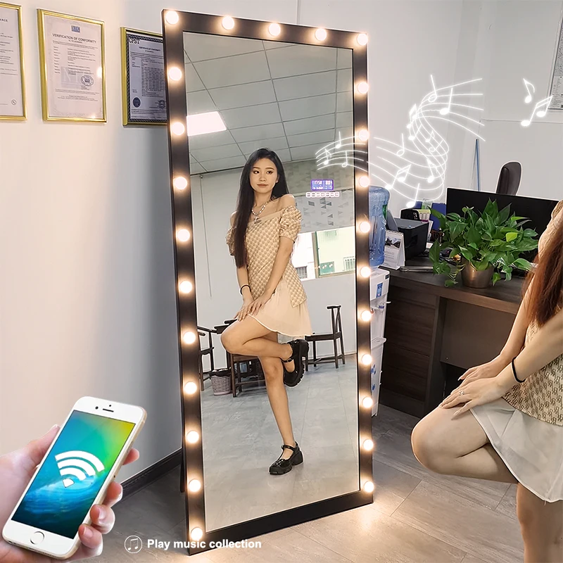 Customized Wholesale Big Large Size Framed Standing Cosmetic Square Dressing Led Bulbs Full Body Wall Mounted Mirror