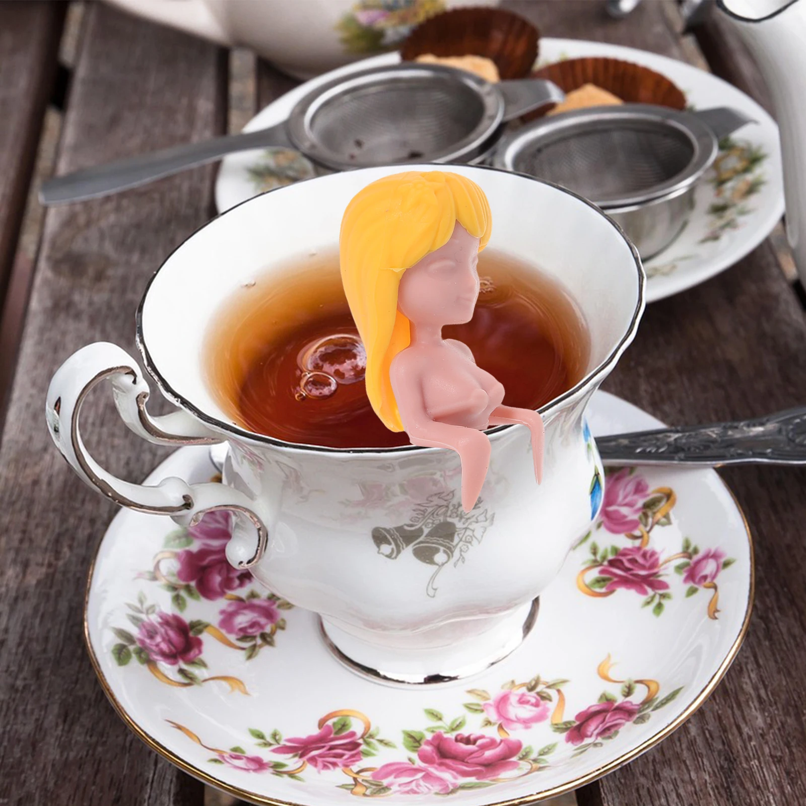 

Mermaid Silicone Tea Leaf Infuser Golden Yellow Food Grade Loose Leaf Tea Filter Strainer Kitchen Gadget Silicone Otter Strainer