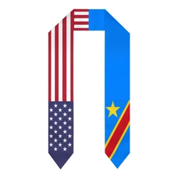 Graduation Sash Democratic Republic of Congo & USA United States Flag Stole Shawls Graduate  Scraf International Student Gifts