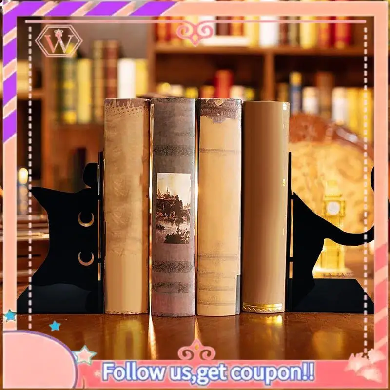 AT84-1 قطعة نهايات كتاب القط اللطيفة، نهايات الكتب المزخرفة، نهايات الكتاب باللون الأسود للأرفف، أشياء تزيين رف الكتب، رف الكتب المكتبي المنزلي