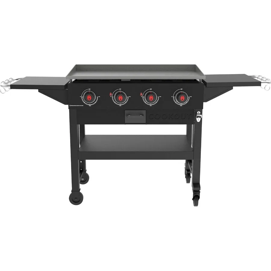 4 شعلات 60000 وحدة حرارية بريطانية محطة شواية غاز البروبان مع 720 متر مربع. في. صينية شحم سطح الطبخ بالكامل 2 رفوف جانبية و #1