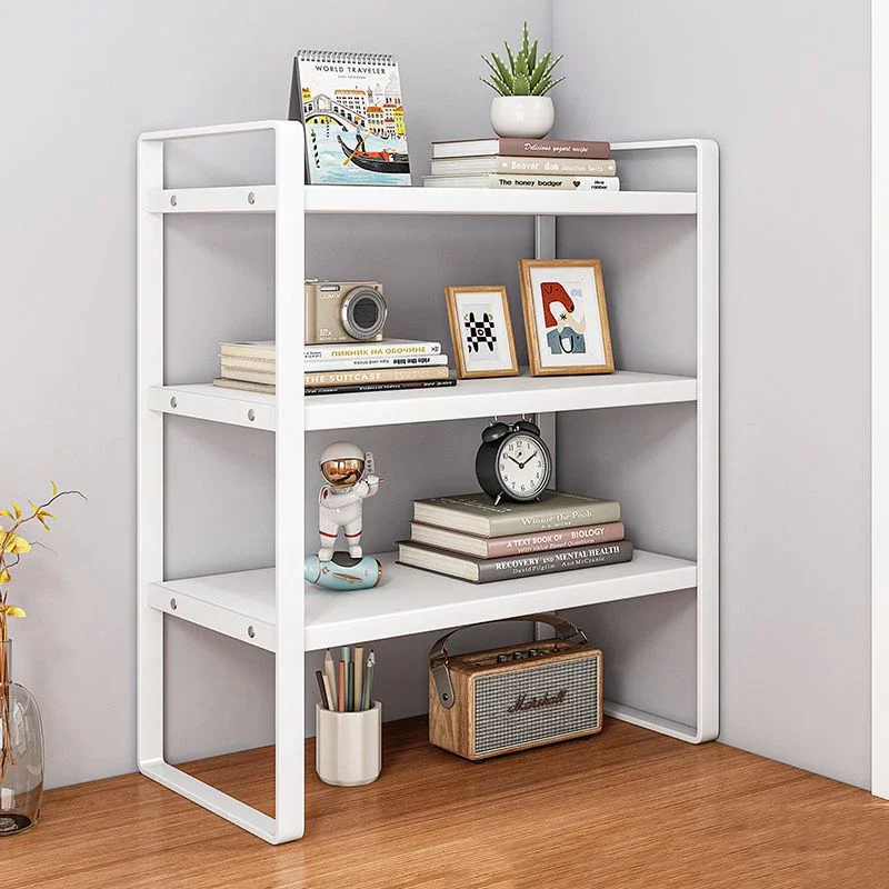 54cm Height Standing Type Student Desk with Desktop Storage Three Layer Bookshelf Office Computer Desk Layered Cabinet Rack