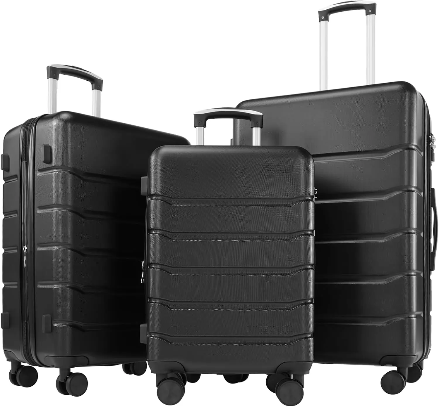 

3-Piece Hard Shell ABS Luggage Set with Spinner Wheels, TSA Lock, Bronze Black (20/24/28 Inch)