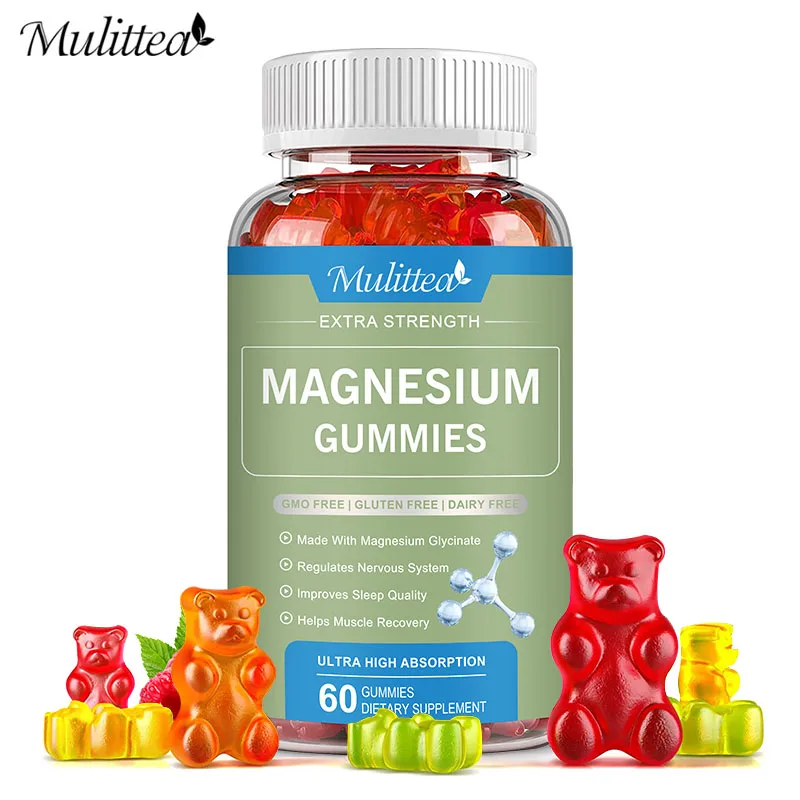 

Mulittea High Absorption Magnesium Taurine Gummies Supports Leg Spasms Muscle Function Helps Stress Relief Sleep
