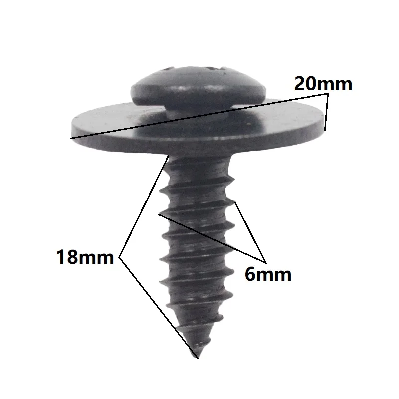 Tornillo autorroscante de Metal para guardabarros de carrocería de coche, remache, perno de sujeción negro, 10 piezas