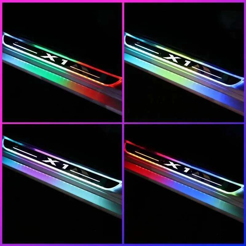 

New USB Power Moving LED Well Come Pedal Car Scuff Plate Door Sill Lights For BMW X1 E84 F48 Auto Decorative Accessories