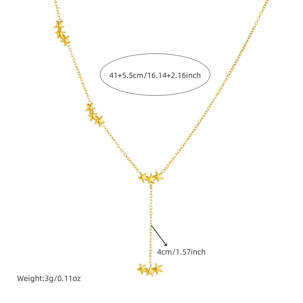 LAMENGLY 316L Stainless Steel Heart Cross Five-Pointed Star Tassels Pendant Necklace For Women Girl Trendy Clavicle Chain Gifts