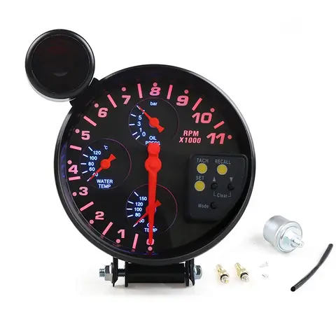 5 Inch Car Tachometer Oil Temperature Gague Oil Pressure Meter ABS Easy Using Durable High Quality Brand New Car Temp Gauge 8 best sales autometer gauge - №2