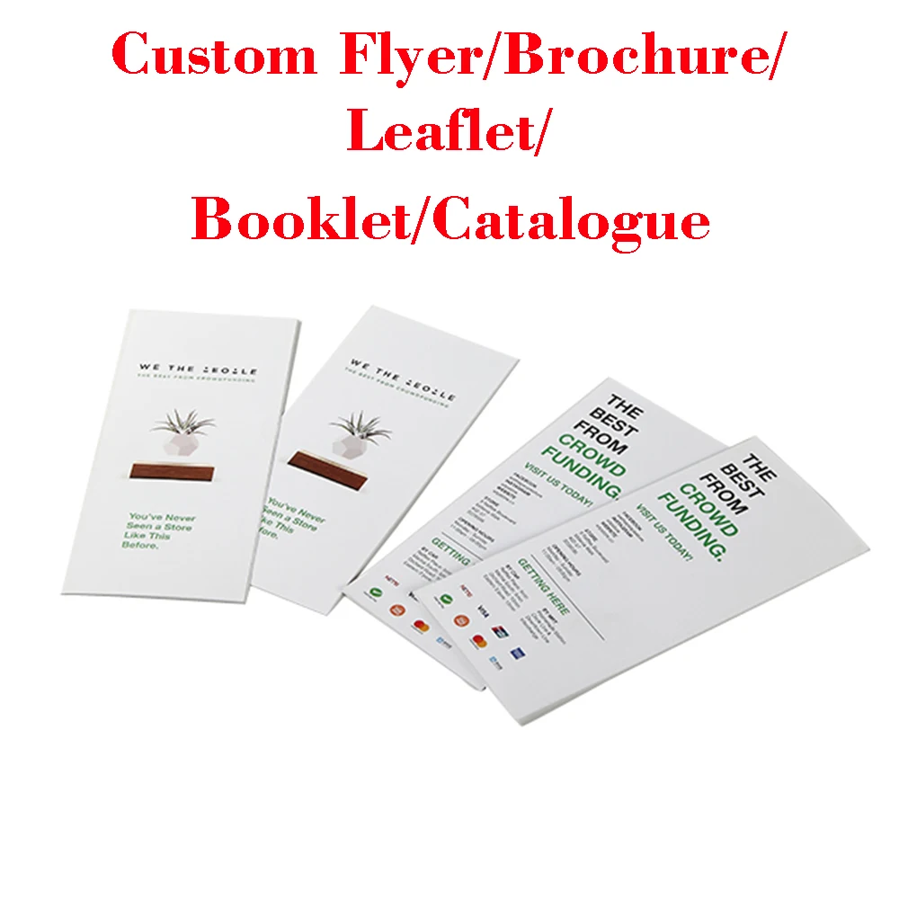 Custom Flyer Booklet Brochure Leaflet Any Size Design Full Color Coated Paper Leaflet Double Free Sample Tri-Fold Special Folder