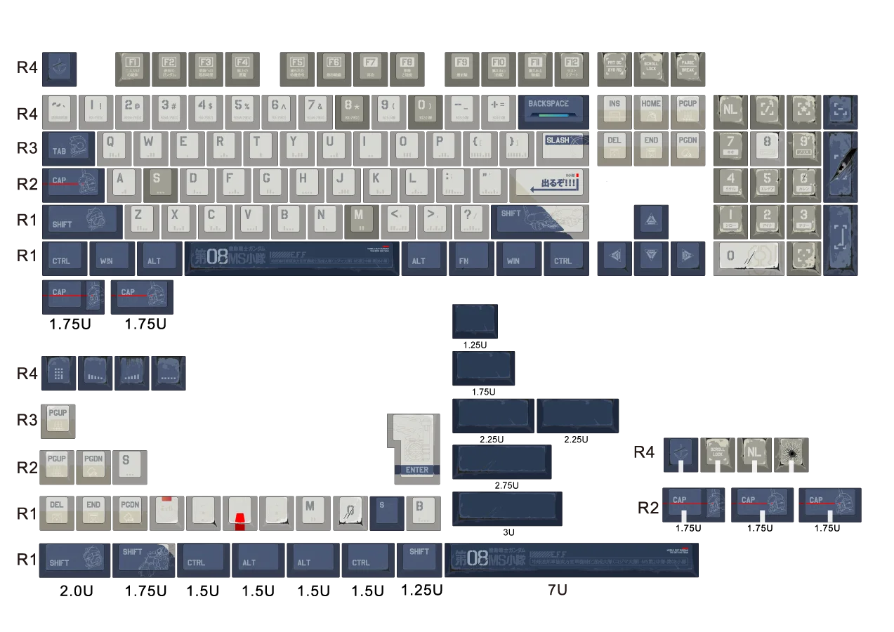 Cool 08Ms Team Keycaps Cherry Wooting Vgn Atk Hi75 Hi8 Old Retro Style 7U/2.25/2.75U Space Bar Alice Layout Keycap