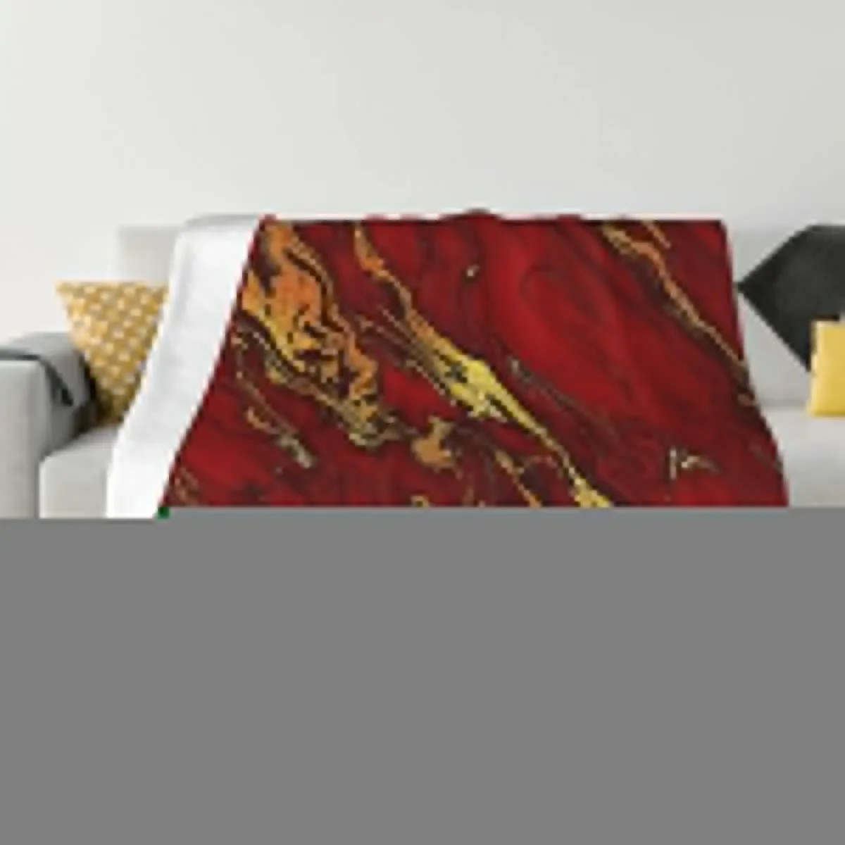 Faux Fire Red And Gold Marble Throw Blanket Furrys wednesday warm winter Blankets