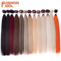 Extensión de cabello liso Yaki para salón, mechones de pelo sintético Natural, fibra colorida de alta temperatura, pelo falso Rubio degradado