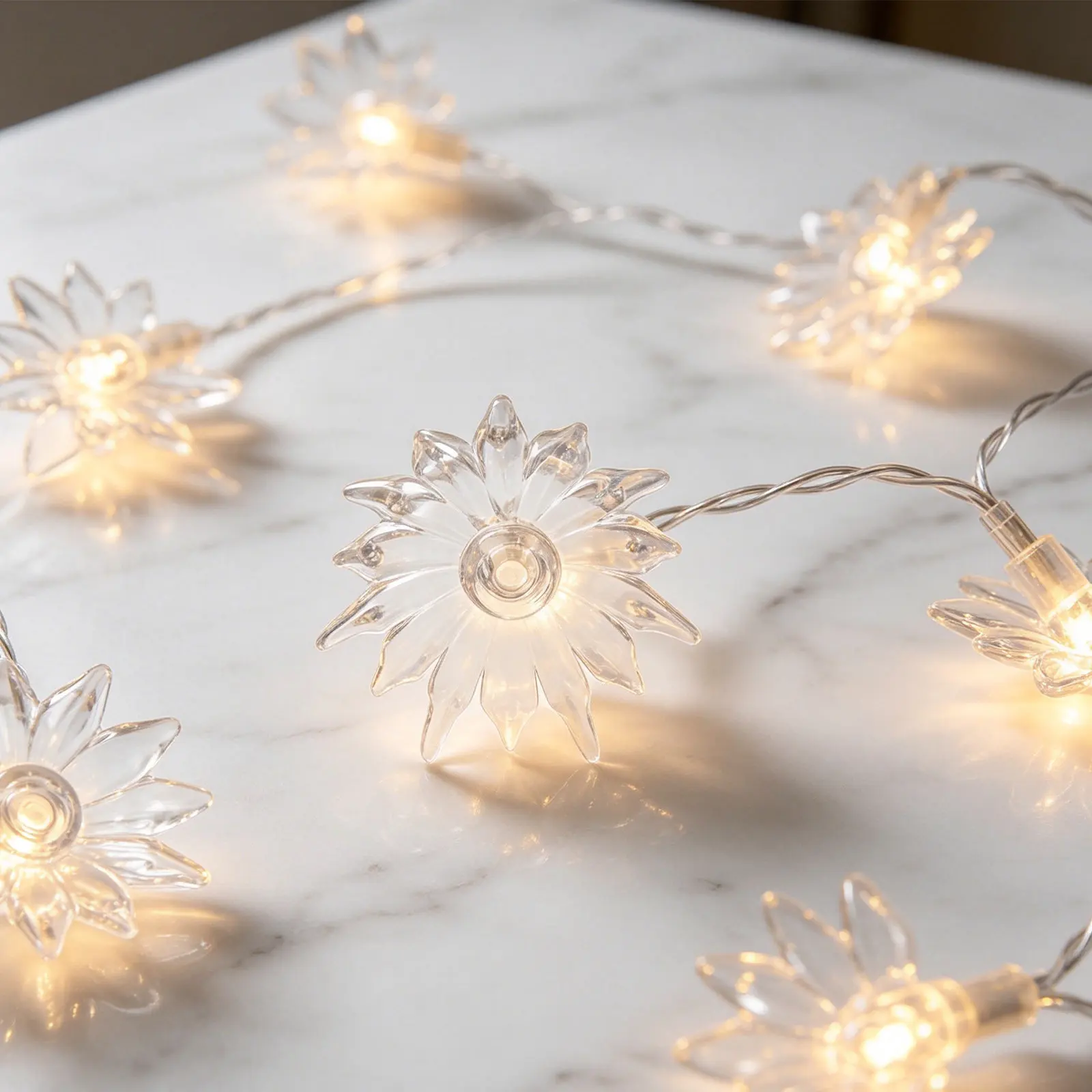 50Pcs Flower String Light Shades Transparent Plastic LED Bulb Covers for Indoor Outdoor Garden Balcony Wedding Spring Party