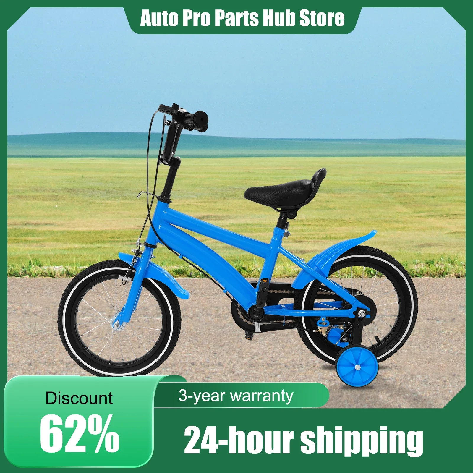

14 Inch Children's Bicycle Bike, Boys Girls Bicycle, for Ages 3-6 Years Old Kids, with Training Wheel, Height Adjustment