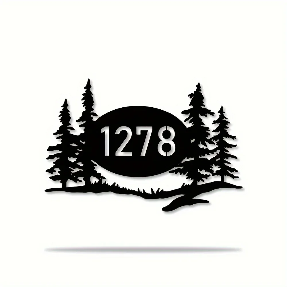 Exclusive Custom Forest - themed Metal Address Sign for Outdoor Wall Decoration with Simple Installation and No Power Necessary