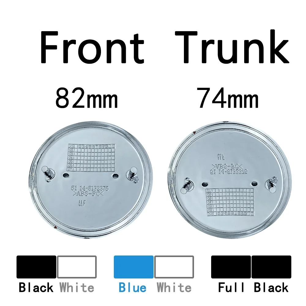 

2pcs 82mm 74mm Chrome Base front/rear boot badges hood trunk Emblem logo for Bmw E46 E39 E38 E90 E60 Z3 Z4 X3 X5 X6 Accessories