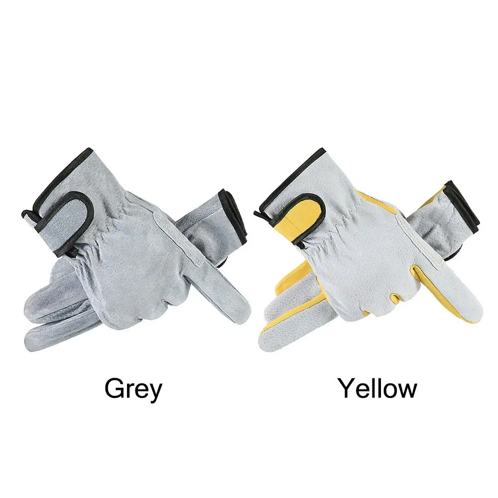 Herramienta guantes de soldadura gris amarillo resistente al calor ignífugo guante anticorte guantes de trabajo de barbacoa de cuero lugar de trabajo