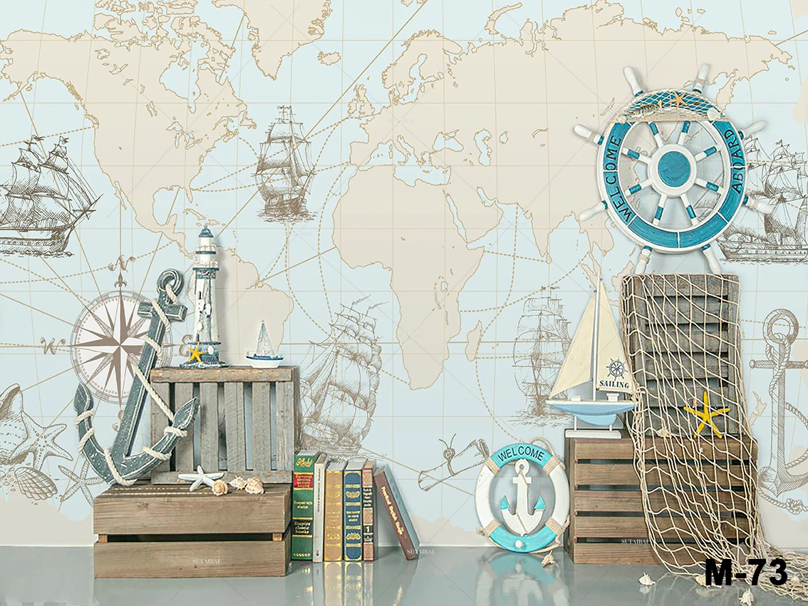 Mapa del mundo de dibujos animados nostálgicos Retro, pared de fondo personalizada, gran mural verde, Fondo de papel de pared para RUTA de quartoSailing