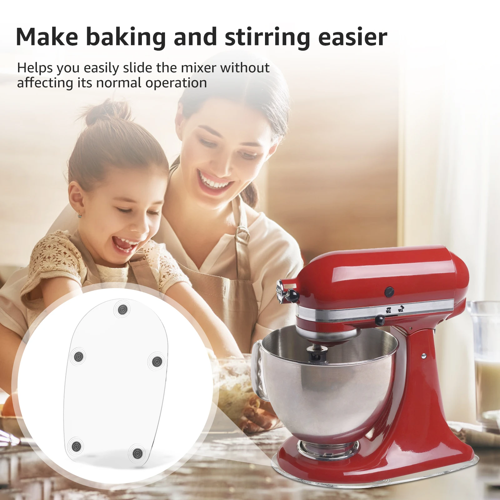 for 4.5 QT Tilt Head Stand Mixer Mixer Slider Mat Acrylic Mixer Mover Slider Pad Flexible Durable Kitchen Appliance