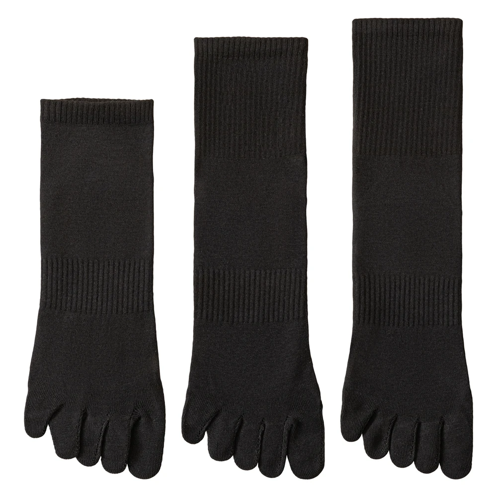 3 Paar Baumwoll-Zehensocken für Herren, atmungsaktiv, getrenntes Zehen-Design, schwarz-weiße Crew-Socken, geruchshemmend, bequeme Alltagssocken