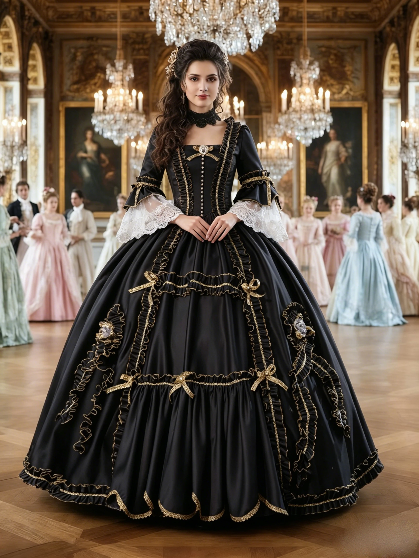 

Black Wedding Dress for women Party Satin Marie Antoinette Long Ball Gown Dresses
