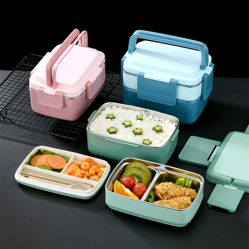 Single/Double Layer Leak-proof Food Lunch Box Thermo Insulation Bento with Handle Dinner Storage Container for Camping Picnic