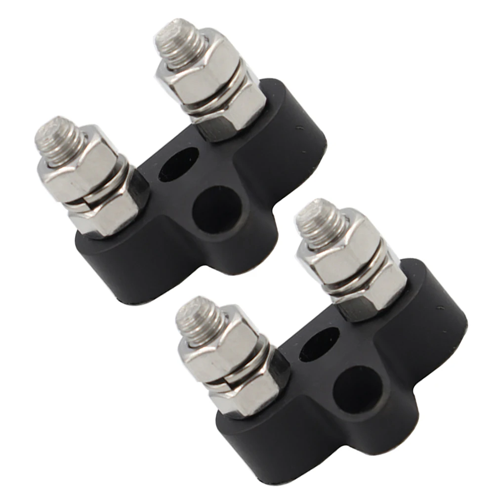 

2pcs Terminal Block 48V Heavy Duty Dual Wire Screw Black M8x1 Junction Bar Power Distribution