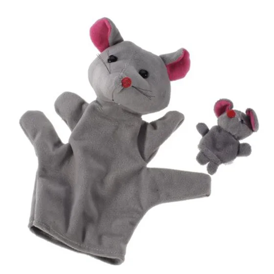 Grey Mouse Hand Puppet Finger