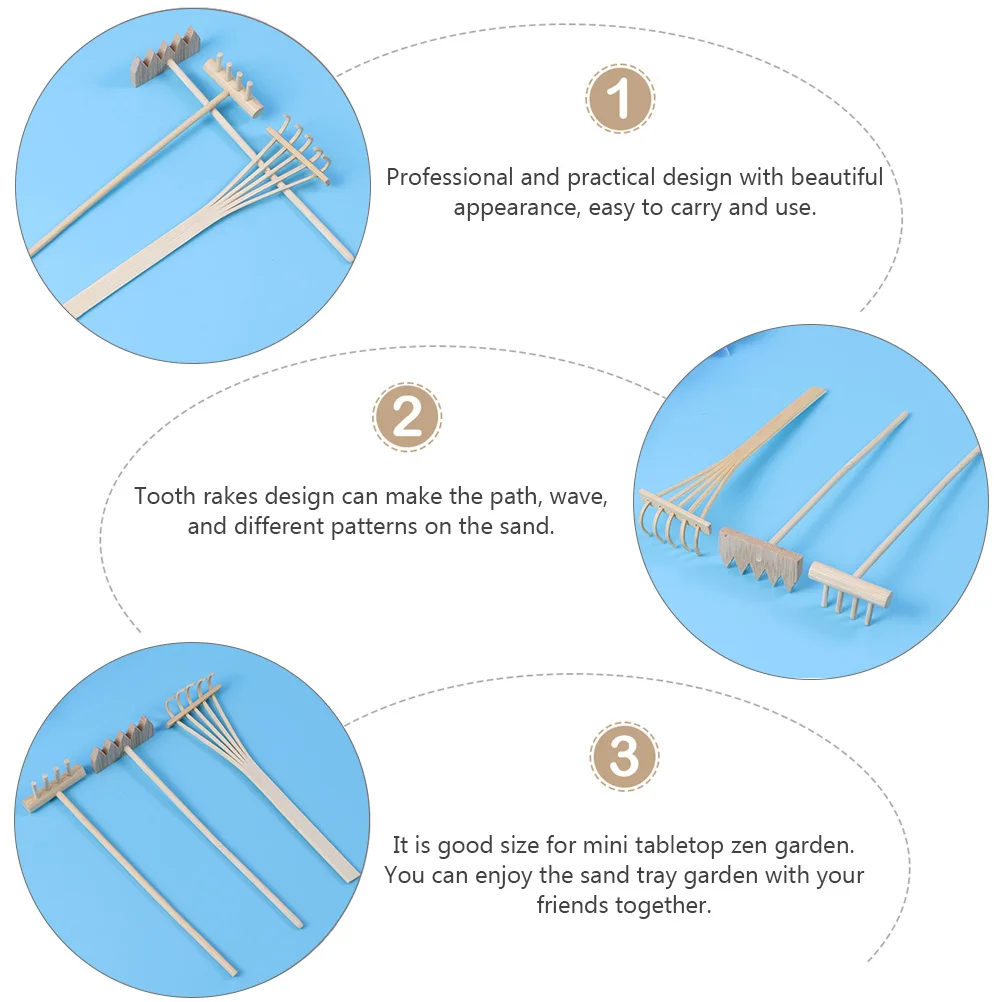 

6pcs Mini Zen Garden Rake Rake Zen Garden Tool Sandbox Accessories Create Patterns Sand Table Decor Japanese Style