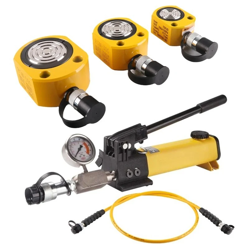 

【Best-selling】Ultra Thin 5 10 20 30 50 75 100 Ton Single Acting Portable Hydraulic Cylinder Low Height Hydraulic Jack