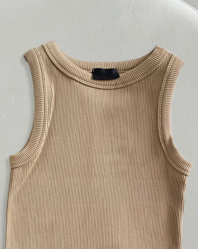 Mono acanalado sin mangas con cuello redondo para mujer, mono ajustado informal de Color sólido de verano sin piernas de pantalones