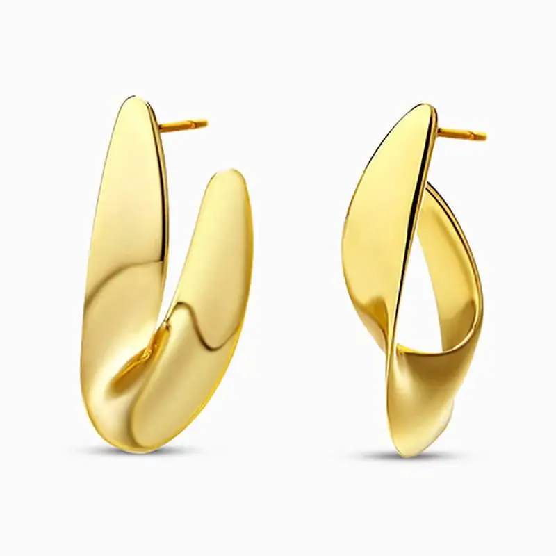 Huitan Kurvendesign Damen-Creolen in Gold/Silber, Trendige Party- und Hochzeits-Ohrringe, Charmantes Metall-Accessoire