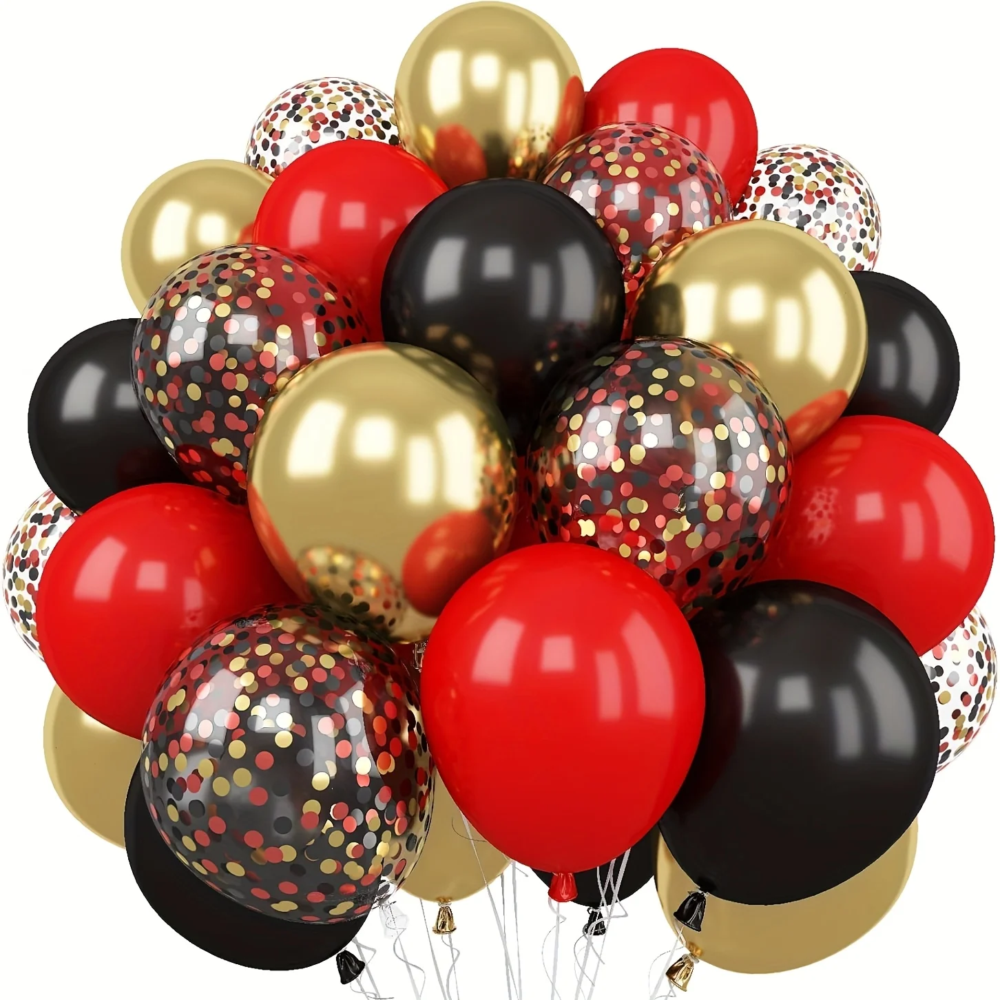 Red and Black Balloons Set, Total 70 Packs - 68pcs Red Black and Gold Balloons, Black Red Balloons with 2pcs ribbons for Theme Birthday Party Decorations Graduation New Year Party Birthday Decorations