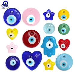Lucky Eye Glass Blue Turkish Evil Eye Pendant Heart Star Fatima Hand Water Drop Pendant Charm for Necklace DIY Jewelry Making