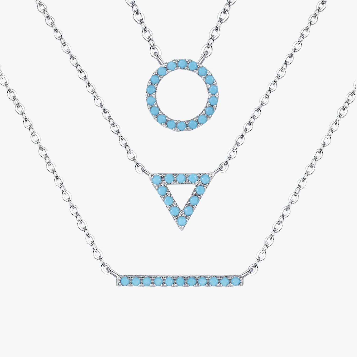 

Ailmay New 925 Sterling Silver Turquoise Stackable Pendants Necklaces For Women's Everyday, Vacation And Dating Wear, Gift