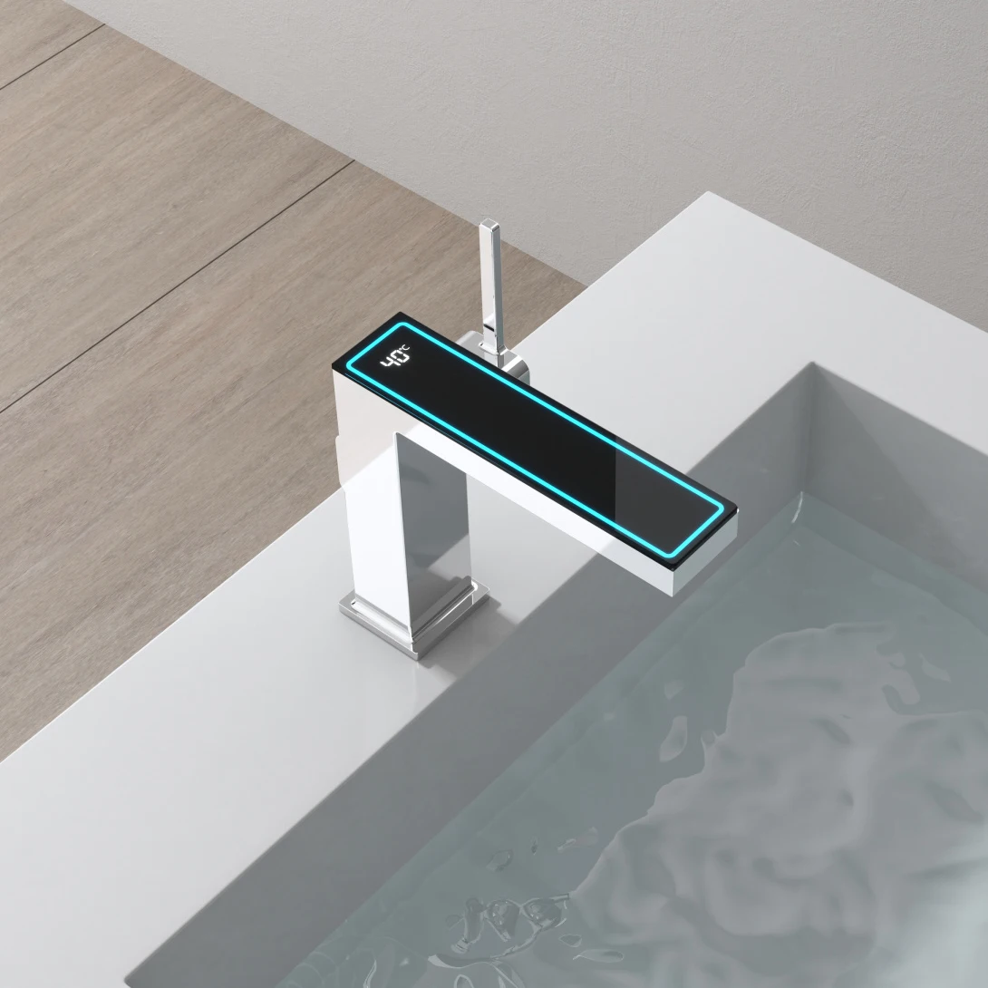 

Modern Design Smart Digital Display Hot/Cold Bathroom Kitchen Faucet Domestic Basin Faucet Deck-Mounted