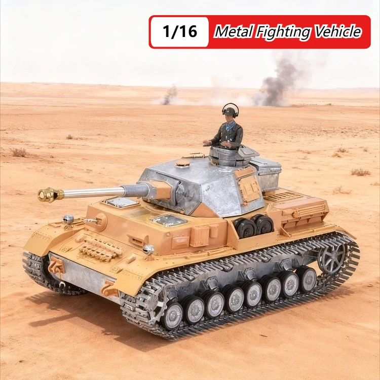 

1/16 Scale No. 4G Medium Remote Control Tank Rotating Turret, Metal Chassis Remote Control Combat Off-road Vehicle Toy