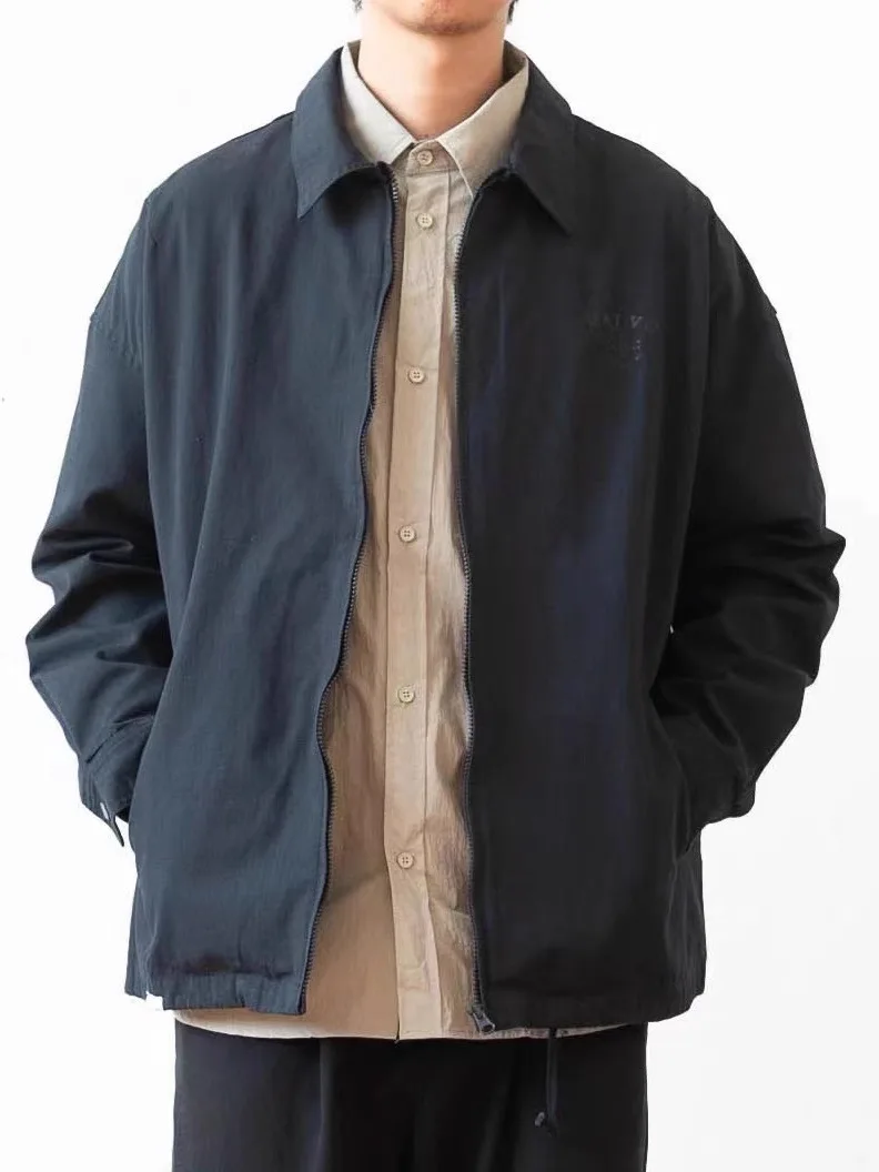 

Мужская демисезонная куртка в стиле ретро-жакет, свободного кроя, с классическим воротником, однотонная, для работы и повседневной носки