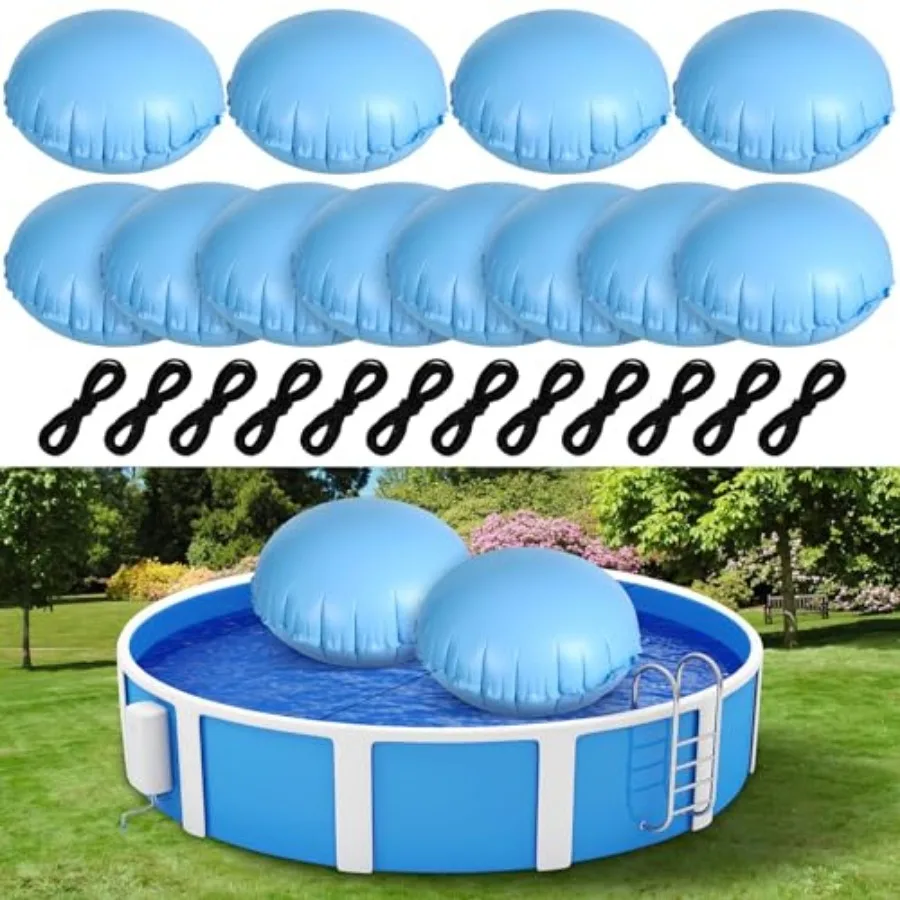 

1 Pcs Pool Pillows for Above Ground Pools Cover Balloon Winterizing 4 x 4 Feet Inflatable Air Pillow Float with Ropes PVC Ice E